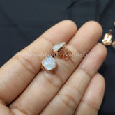 Tiny Rainbow Moonstone Studs, Copper Earrings, Raw Rainbow Moonstone Stud Earrings, Sold By Pair